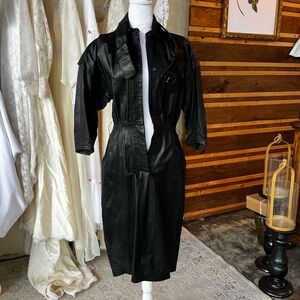 Vintage Rickie Freeman for Teri Jon Black Leather Dress